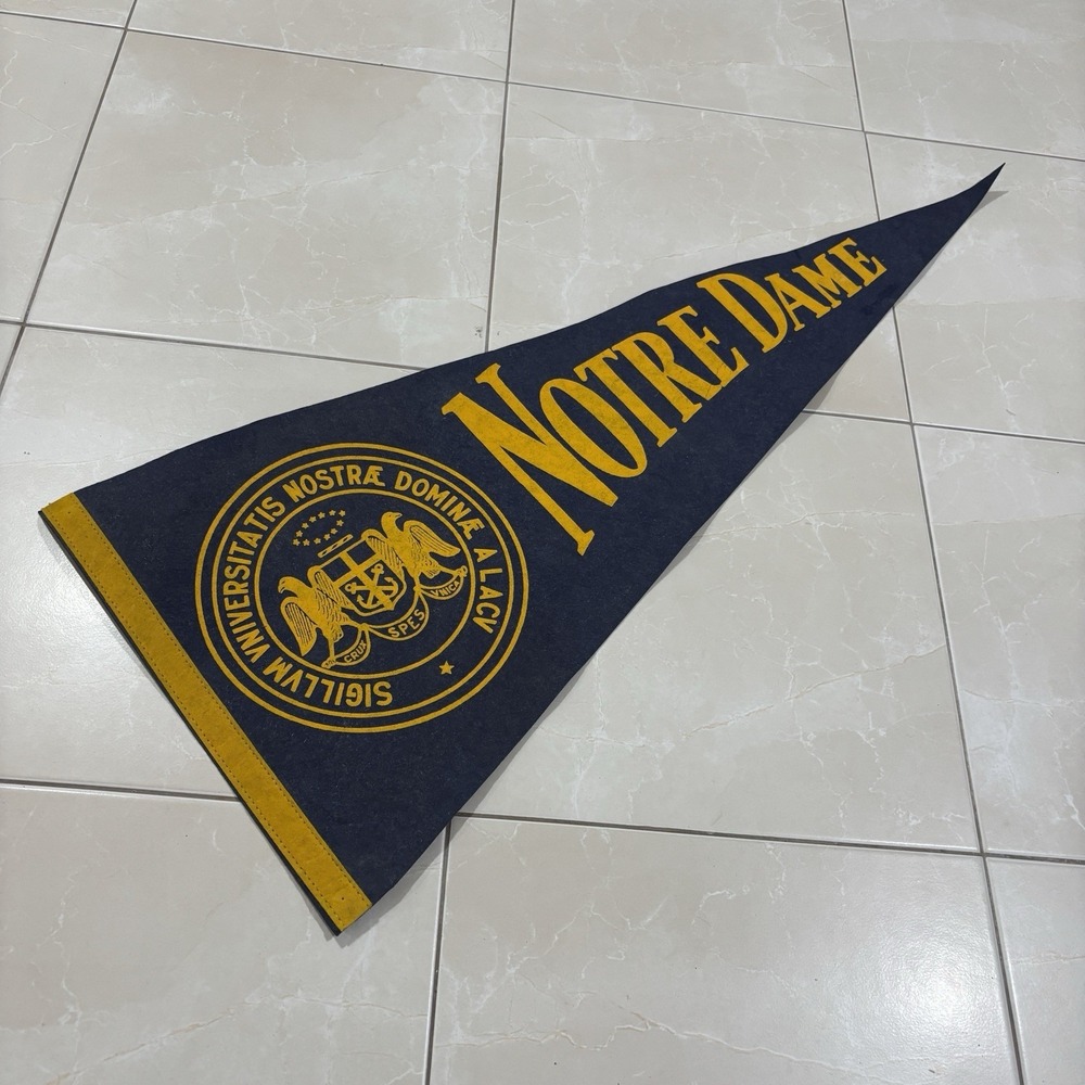 Vintage Notre Dame Fighting Irish Pennant Flag Large 30" College Banner Felt